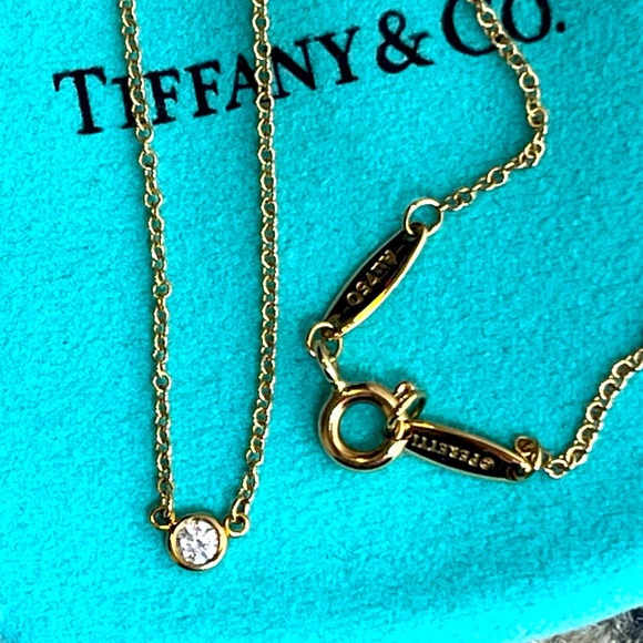 Tiffany & Co. Jewelry - Tiffany & Co. 18k Yellow Gold 16” Chain Necklace .05 CTW Bezel-Set Diamond NWOB